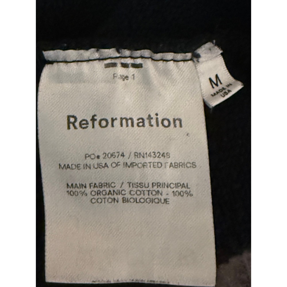 Reformation‎ Jeans Sweatshirt Black Crewneck Long Sleeve Cotton Women's M - Picture 3 of 4